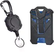 ID Badge Holder with Heavy Duty Retractable Clip, Carabiner Keychain ID Holder