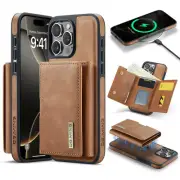 For iPhone 16 Pro Max 15 14 13 12 11 Retro Leather Card Wallet Case Stand Cover