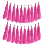 20Pcs Rose Red Tassel Garland 14.6 x 9.4 Inch Tissue Paper Tassel Banner