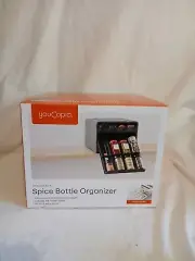 Brand New YouCopia SpiceStack Spice Bottle Organizer With Labels Black & Gray