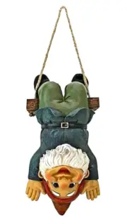 Toscano Swinging Dwarf Figurine Hanging Gnome Acrobat Tree Swing Garden Decor