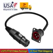 D-Type 3Pin Mic XLR Male Panel Mount to XLR Female Connector Cable 30cm/11.8inch