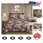 3-Piece Lightweight Moose and Pine Tree Reversible Quilt Set for All Seasons