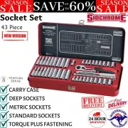 New Sidchrome 43pce 1/4” Drive Metric and Imperial Mechanic Socket Tool AF Set