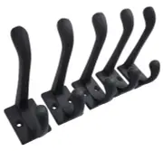 Cast Iron Coat Hooks - Wall Mounted Rustic Farmhouse Matte Black Cast Iron DI...