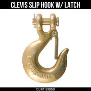 CURT Clevis Slip Hook, 5/16 Inch, 18K lbs, Safety Latch, 3/4 Opening, 81950