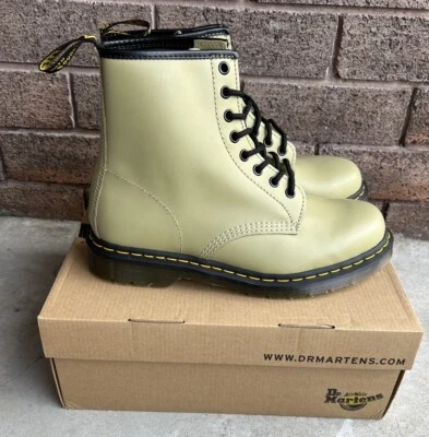 Dr Martens 1460 Boots Adult US 9 Womens Us 10 Smooth Leather Lace Up Pale Olive