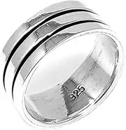 [VN Jewelry] Mens Silver Ring | Classic78mm Solid 925 Sterling Silver Ring Double Lines | Ring Size: 8, 9, 10, 11, 12, 13 and 14