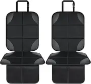 Musclez Car Seat Protectors for Child Car Seat, Baby Car Seat Cover Waterproof 600D Fabric Padding Non-Slip Backing 2 Mesh Pockets, Carseat Protector for Travel Vehicles Baby Pets (Black-2pcs)