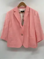 Talbots Blazer Linen Women Size 18 Petite Pink Peach Coral 3/4 Sleeve Grace New