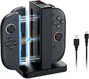 Enhanced Controller Charger Compatible with Nintendo Switch 2, Charging Dock for Joy-Pads with Sound Alerts and Charging Indicator, USB Type-C Charging Cable Included