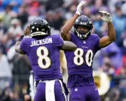Lamar Jackson & Isaiah Likely Celebrate Baltimore Ravens 8x10 NFL Photo