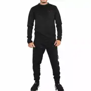 Mens Black Plain Tracksuit Hoodie Sweatpants Casual Gents Gym Exercise Adults