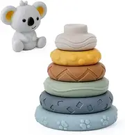 ZWYOIUG Stacking Nesting Baby Toys, STEM Soft Stacking Blocks Ring Stacker Toys, Early Educational Squeeze Teething Baby Toys, Learning Circle Gifts for Babies Toddlers Kids 6 12 18 Months(7 PCS)