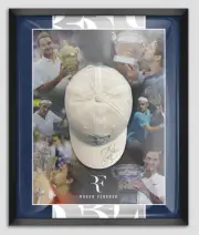 Roger Federer Signed & Framed Uniqlo Tennis Cap Wimbledon AFTAL COA