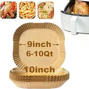 KBGRAX Air Fryer Disposable Parchment Paper Liner 9 Inch Square,100Pcs Thickened Non-Stick Oil and water-proof Food Grade Air fryer Liners 6-10Qt for Air Fryer,Oasting Microwave