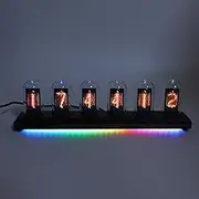 IPS Nixie Tube Clock, Creative Electronic Clock DIY with 16 Million Colors and Customized Pictures, Supports 12/24H Display, Power Outage Memory
