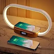 Clora Table Desk with USB Port Bedroom Bedside Lamp 10W Fast Wireless Charger Nightstand Lamp Clock Touch Lamp Home Decor Dimmable Adjustable Brightness