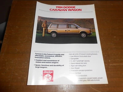 1984 Dodge CARAVAN Dealer ONLY Promotional Advertising Data Sheet Brochure