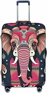 [HTTUP] Bohemian Elephant Pattern Print Practical Elastic Washable Travel Luggage Cover with Concealed Zipper for Suitcases, White, Medium