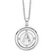 Sterling Silver White Ice Rhodium-Plated 18 Inch Diamond Letter A Initial Necklace With 2 Extender