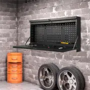 Costway2-in-1 Wall Control Pegboard Tool Organizer with Large Tabletop for Garage
