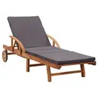 Sun Lounger With Cushion Solid Acacia Wood polyester Loungers