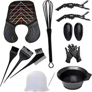13PCS Hair Dye Kit Hair Coloring Set Salon Tools Highlights Hat Cape Dyeing Brush Tint Comb Hair Color Mixing Bowl Hair Clips Ear Covers Gloves