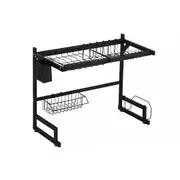 65cm Over Sink Dish Drying Rack Drainer Steel Cup Cutlery Organizer