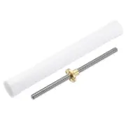 1 Pcs 150mm Lead Screw with Tr8x8 Brass Nut and Plastic Packaging Tube, Silver