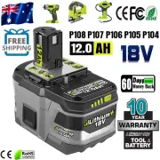12.0 Ah For RYOBI P108 18V High Capacity Battery 18 Volt Lithium-Ion P109 P104