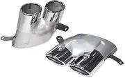 304 Stainless Steel Car Quad Exhaust Tip 2016-2018 Compatible For A6 A7 S Line Up To S6 S7 Muffler Tip Tailtip Exhaust System Nozzle(Silver)
