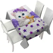 Cat Art Drawings the Cup Kitty Harp Angel Tablecloth