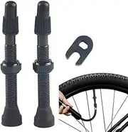 OUDQFCJ Pack of 2 Tubeless MTB Valves High-Quality Stem Latex for Tubeless MTB (Black)