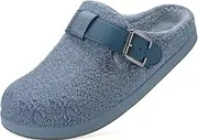 [Sisttke] Slippers Women's Men's Lined Clogs Winter Comfortable Warm Plush Fluffy House Mules Garden Shoes Slippers Shoes with Polar Fleece Lining, blue, 6 AU