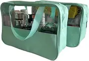 [Augbunny] Transparent Travel Cosmetic Bag Make Up Organizer Storage Bath Toiletry Bag 2-Pack, Green, L