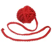 8.5 Yards Pom Pom Trim Ribbon, 0.5" Wide Red Ball Fringe Trim for DIY