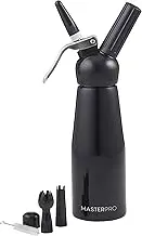 MasterPro Professional Cream Whipper| 500ml Cream Dispenser| 3 Decorating Nozzle Designs| Black