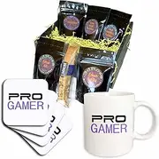3dRose cgb_151243_1 Awesome Gaming Job or Hobby and Proud of it-Computer pro-Gamer in Black and Purple-Coffee Gift Basket, Multicolor