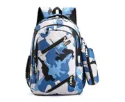 Camouflage Men Backpacks Travel Kids School Bag Cool Boy Military School Bags For Teenage School Backpack-Skyblue