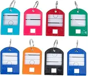Veemoon 25Pcs Key Labels with Rings Keychain Name Tags for Easy Identification for Keys Luggage and Pet Tags for Hotels and Agents