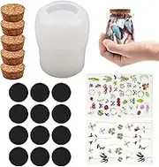 Cayway Jewellery Resin Mould Bottle Casting Mould Epoxy Resin with Wooden Stoppers, Filling Material and Label Stickers for Storage, Candy Container
