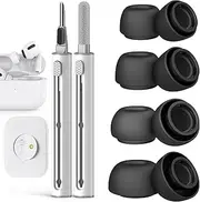 Pohgelan Compatible with AirPods Pro 2nd/1st Generation Replacement Ear Tips,with Noise Reduction Holewith and Cleaner kit,Built-in dust Guard Screen,for USB-C Charging Case,4 Sizes (S/M/L)-Black