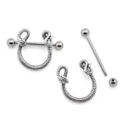PAIR 14G SURGICAL STEEL SNAKE PYTHON NIPPLE SHIELDS RING BARBELLS NIPPLERINGS