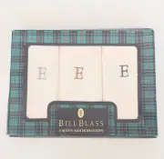 Bill Blass 3 Pieces White Mens Handkerchief All Cotton Squares Hankies E NIB