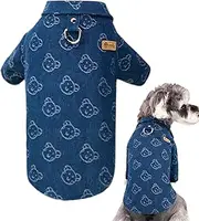 GEUGECY Puppy Shirt,Denim Clothes for Dogs - Warm Dog Apparel, Soft Puppy Clothes, Cute Dog Clothes for Travel, Puppies, Pets
