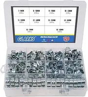 Glarks 120Pcs 10 Size Mini Fuel Injection Style Hose Clamp Assortment Kit For Diesel Petrol Pipe
