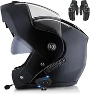Bluetooth Modular Motorcycle Helmet, DOT/ECE Approved Full Face Flip-Up Anti-Fog Dual Mask Motorcycle Helmet Fits Adults