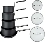 [Commichef] 5-Piece Cookware Set, Includes 14 cm Milk Pan, 16 cm, 18 cm, 20 cm, 24 cm Frying Pan, Stackable Design, Anodised Aluminium