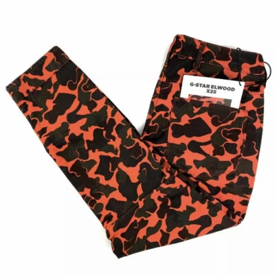 G-Star Pharrell Williams Elwood 3D Blaze Orange Camo Boyfriend Jeans W26 L30 NEW